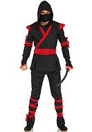 Ninja, Kostüm-Oberteil und -Hose, Kapuze